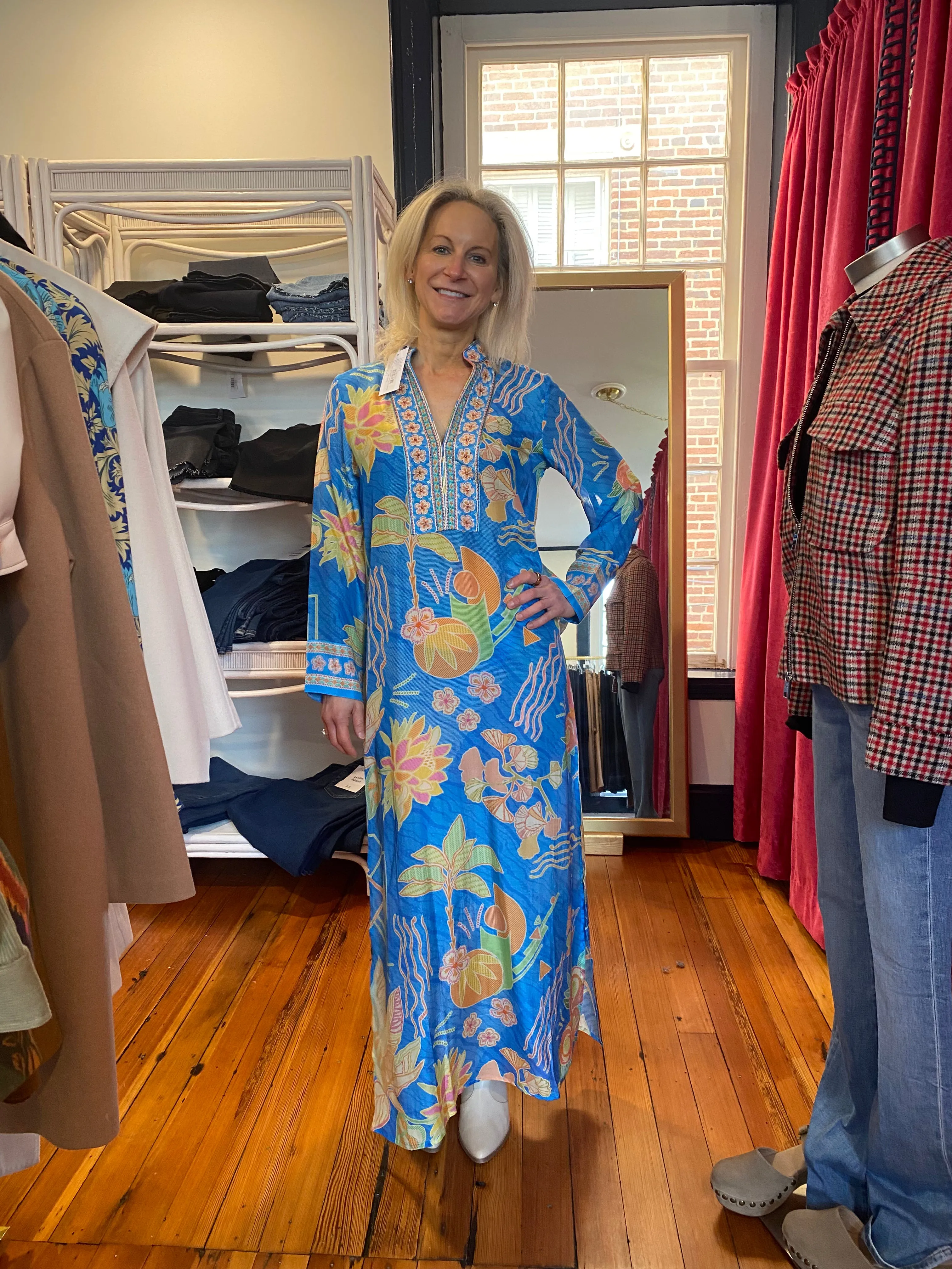 Elise Caftan in Bahama Print by Bella Tu