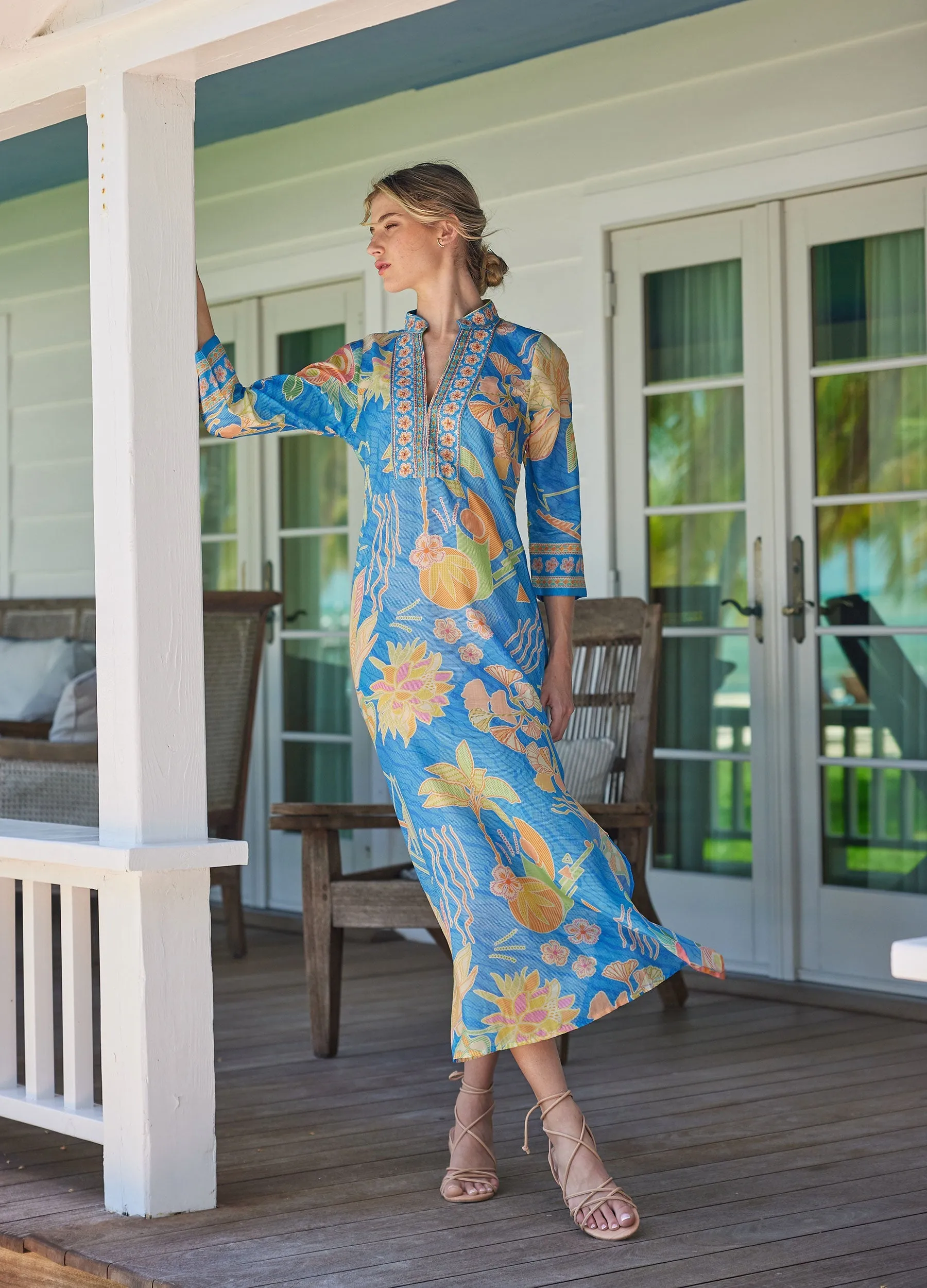 Elise Caftan in Bahama Print by Bella Tu