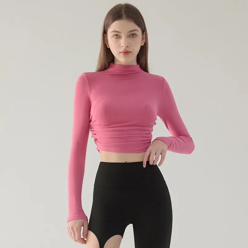 Fae Long Sleeve Mock Neck Ruched Top