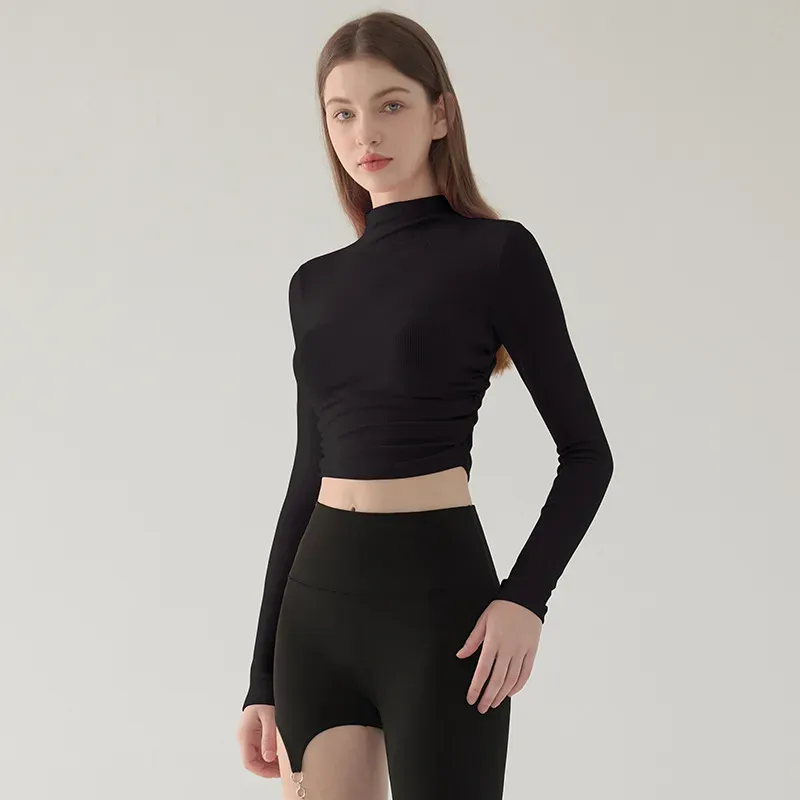 Fae Long Sleeve Mock Neck Ruched Top