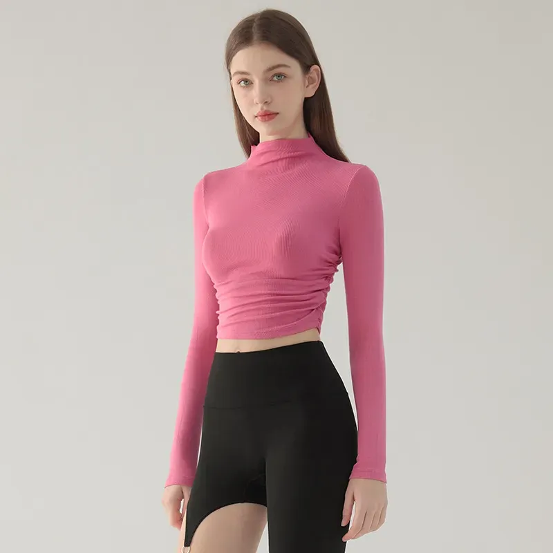 Fae Long Sleeve Mock Neck Ruched Top