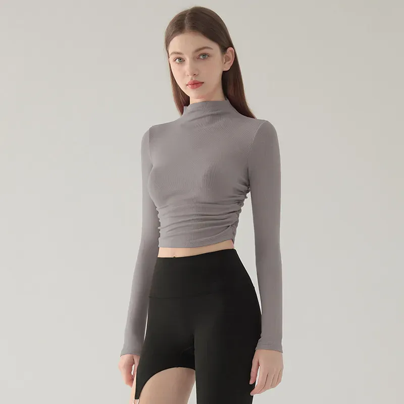 Fae Long Sleeve Mock Neck Ruched Top