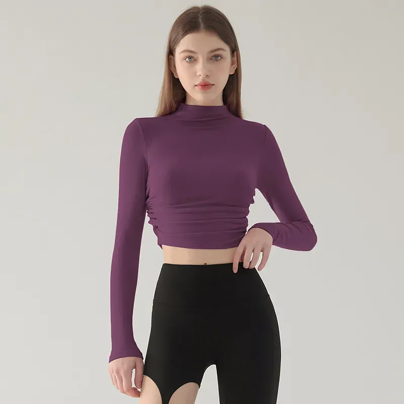 Fae Long Sleeve Mock Neck Ruched Top