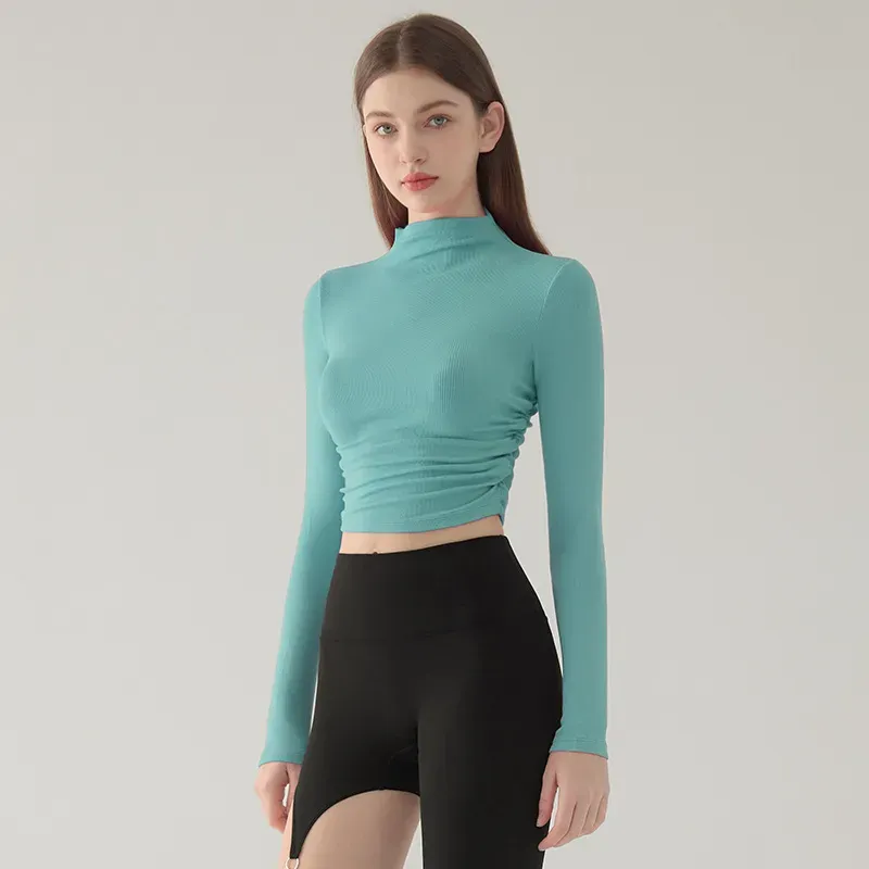 Fae Long Sleeve Mock Neck Ruched Top