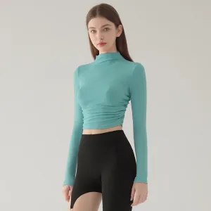 Fae Long Sleeve Mock Neck Ruched Top