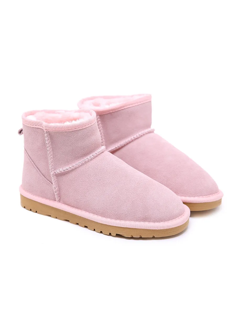 Faux Fur-Lined Genuine Suede Low Boot