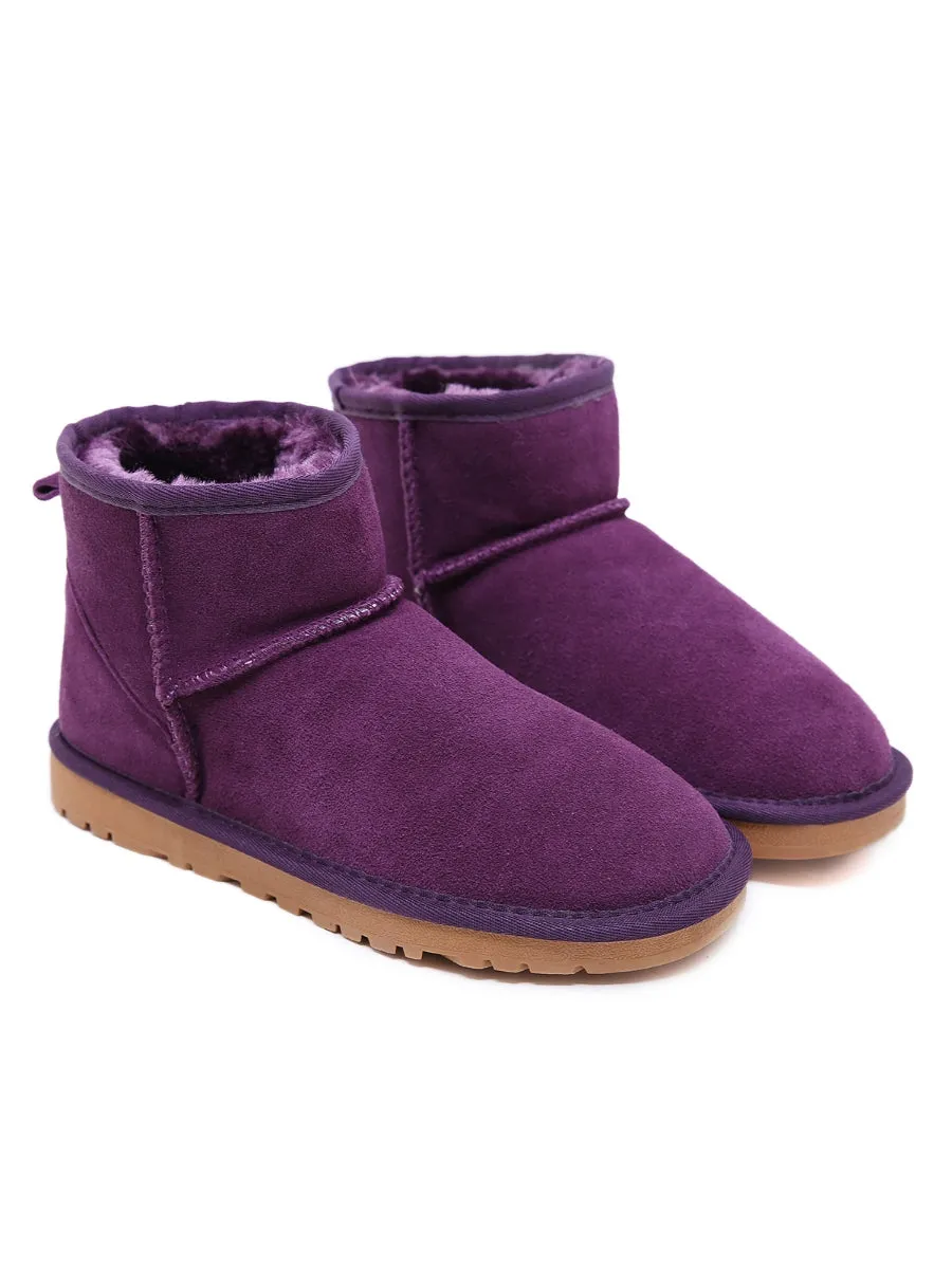 Faux Fur-Lined Genuine Suede Low Boot