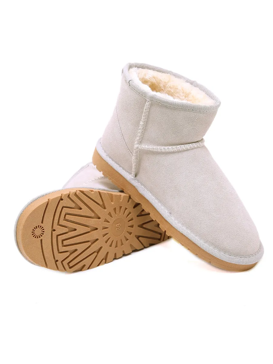 Faux Fur-Lined Genuine Suede Low Boot
