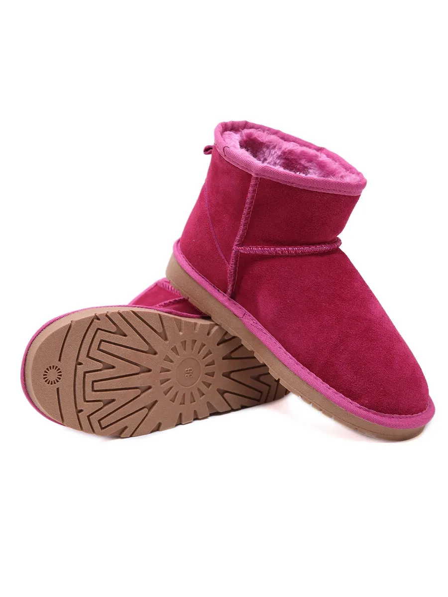 Faux Fur-Lined Genuine Suede Low Boot