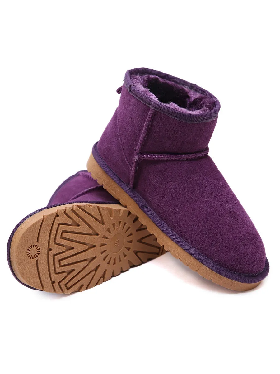 Faux Fur-Lined Genuine Suede Low Boot