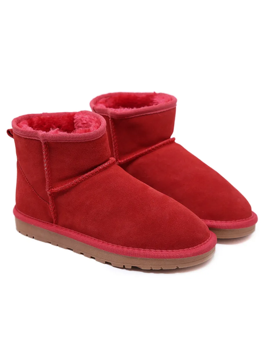 Faux Fur-Lined Genuine Suede Low Boot