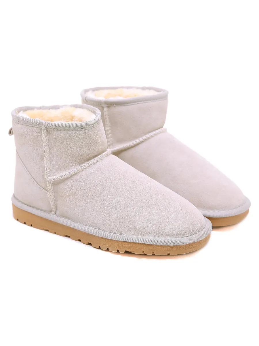 Faux Fur-Lined Genuine Suede Low Boot