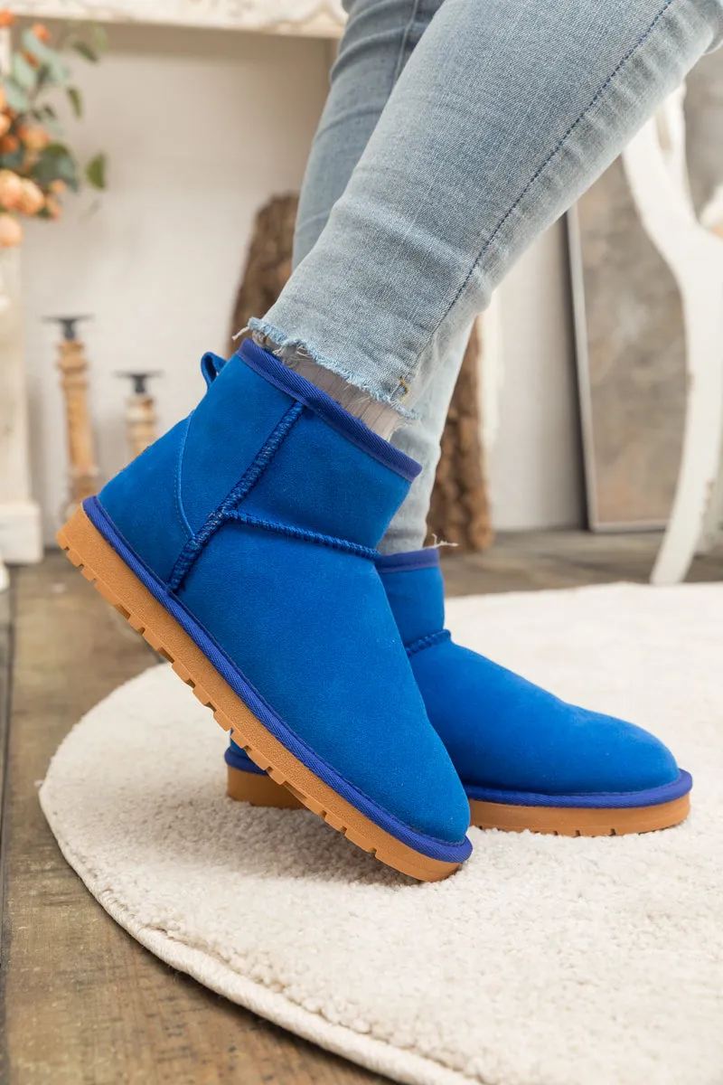 Faux Fur-Lined Genuine Suede Low Boot