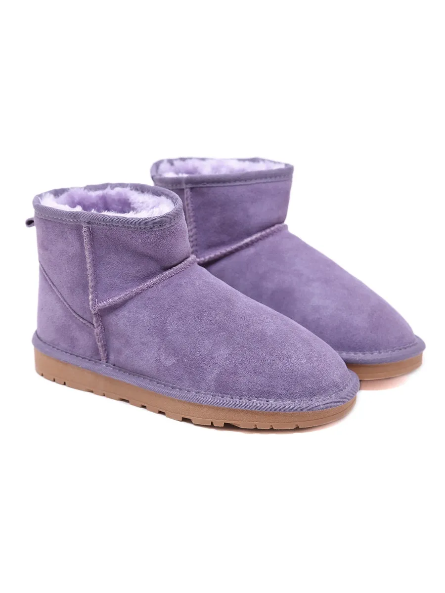 Faux Fur-Lined Genuine Suede Low Boot