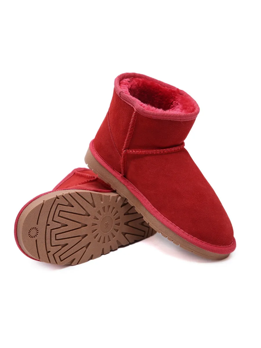 Faux Fur-Lined Genuine Suede Low Boot