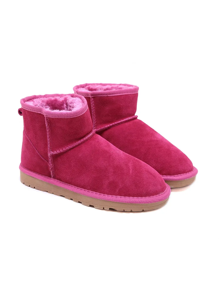 Faux Fur-Lined Genuine Suede Low Boot
