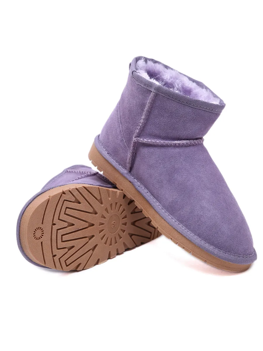 Faux Fur-Lined Genuine Suede Low Boot