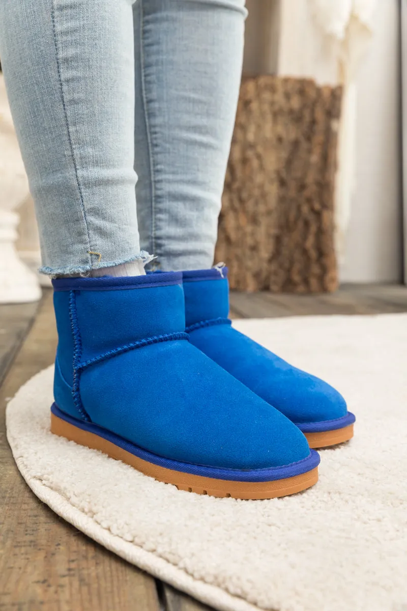 Faux Fur-Lined Genuine Suede Low Boot