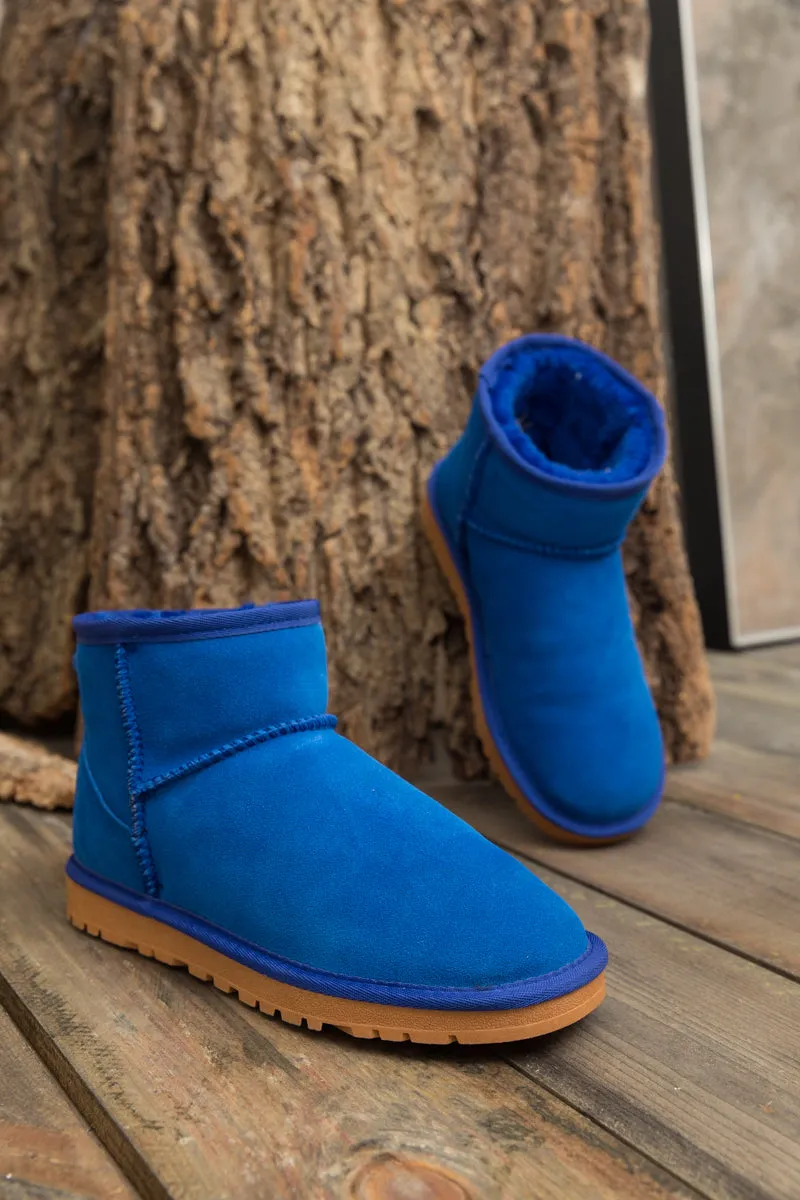 Faux Fur-Lined Genuine Suede Low Boot