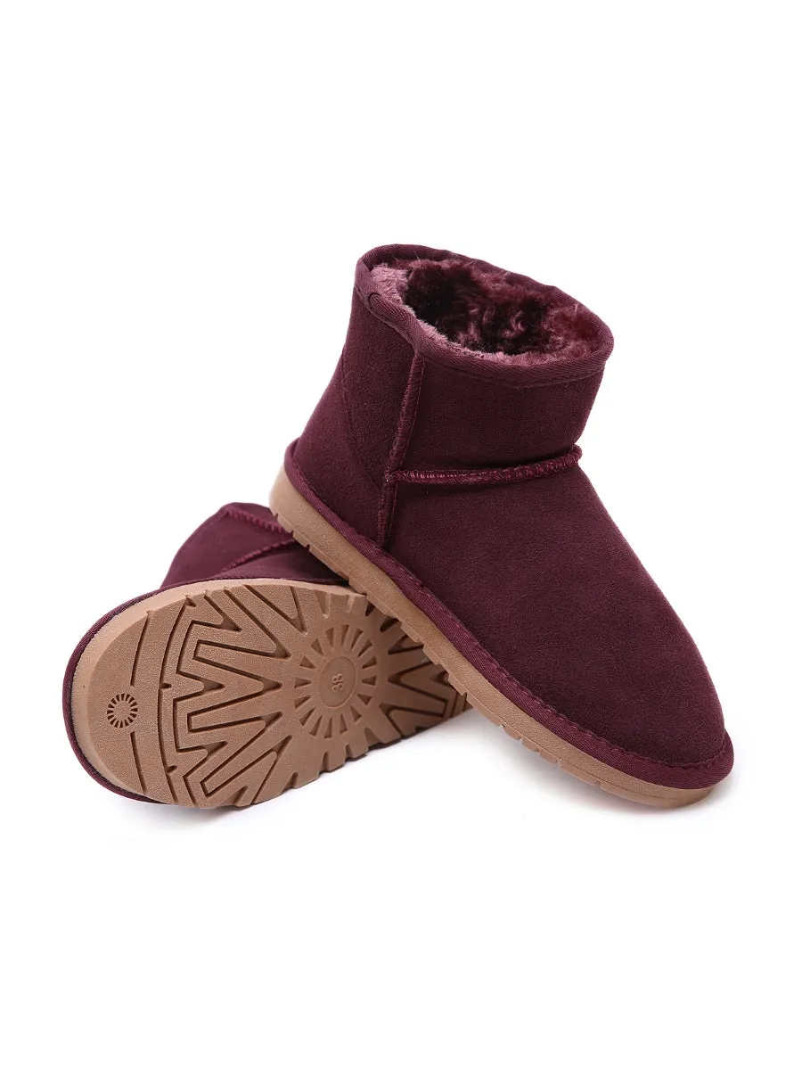Faux Fur-Lined Genuine Suede Low Boot