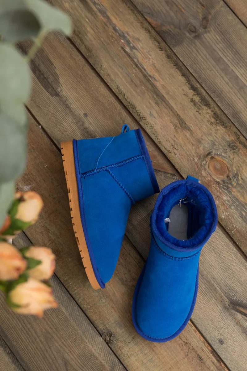 Faux Fur-Lined Genuine Suede Low Boot