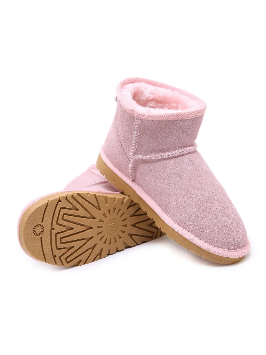 Faux Fur-Lined Genuine Suede Low Boot