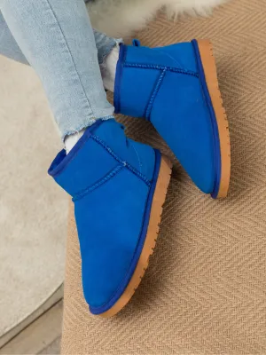 Faux Fur-Lined Genuine Suede Low Boot