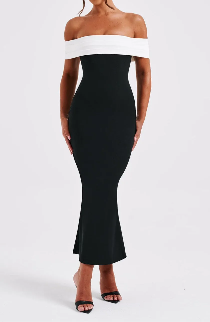 Fiorella Midi Dress - Black/White 