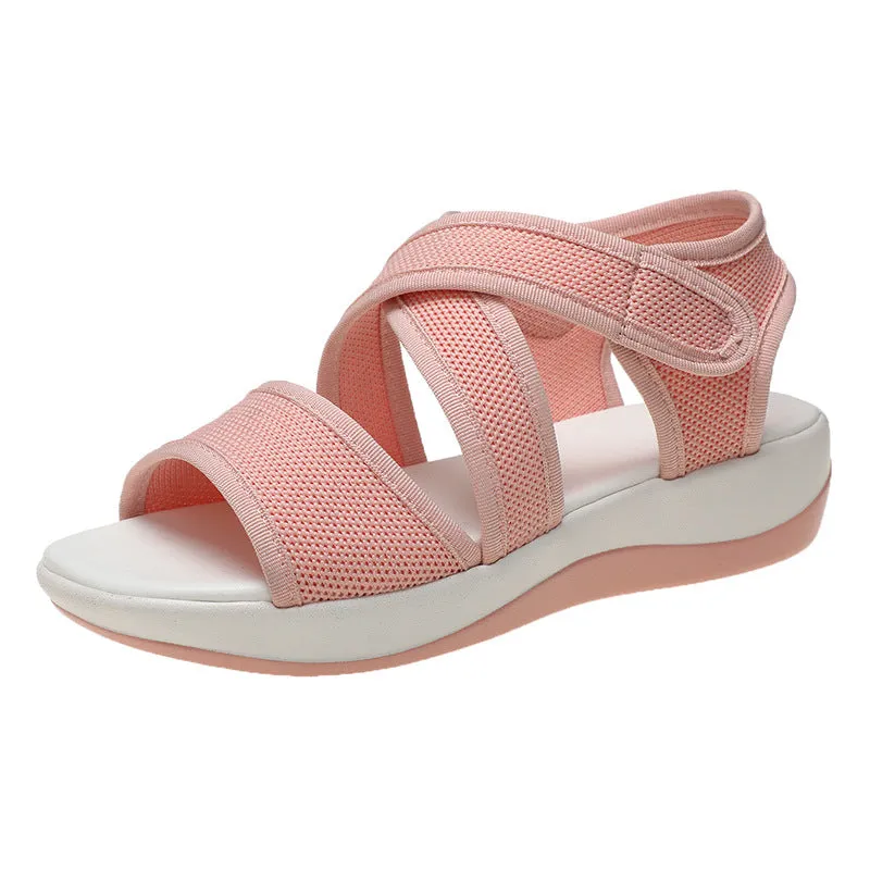 Fish Mouth Fly Woven Breathable Leisure Sports Wind Wedge Sandals