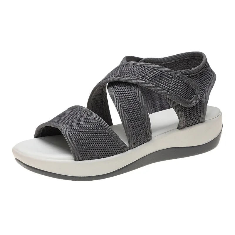 Fish Mouth Fly Woven Breathable Leisure Sports Wind Wedge Sandals