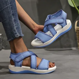 Fish Mouth Fly Woven Breathable Leisure Sports Wind Wedge Sandals