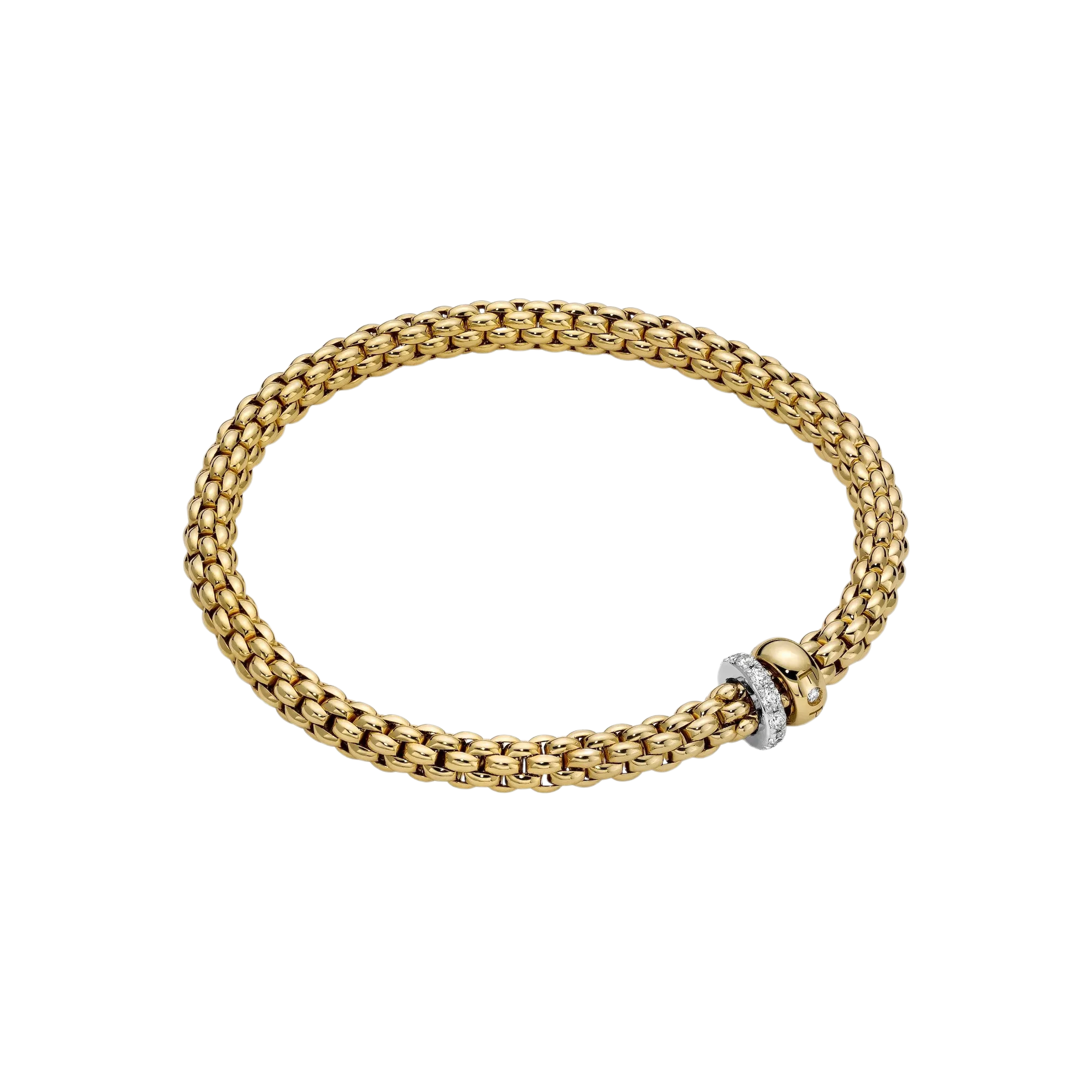 Fope Solo Flex'it bracelet with a double rondel and diamond pavé