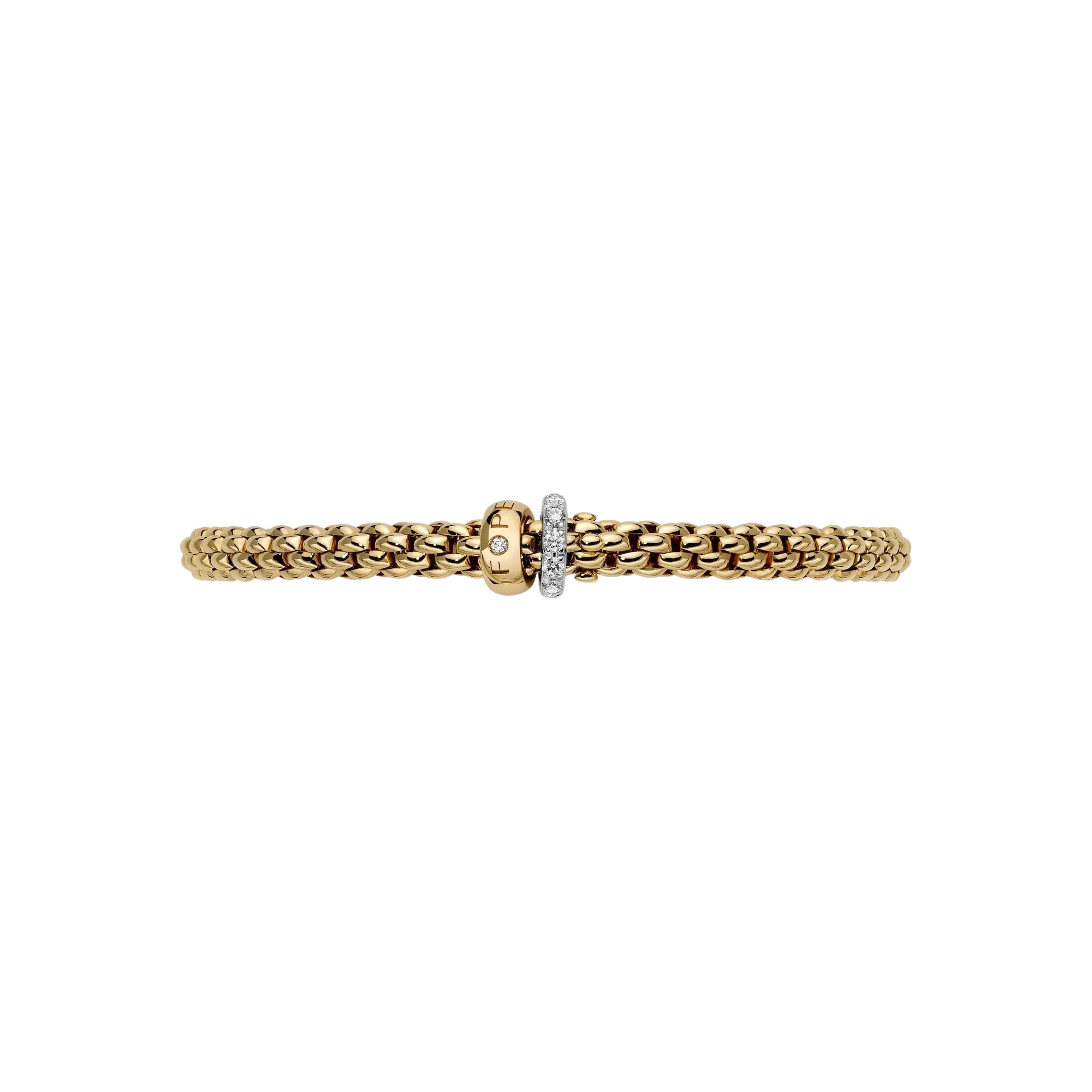 Fope Solo Flex'it bracelet with a double rondel and diamond pavé