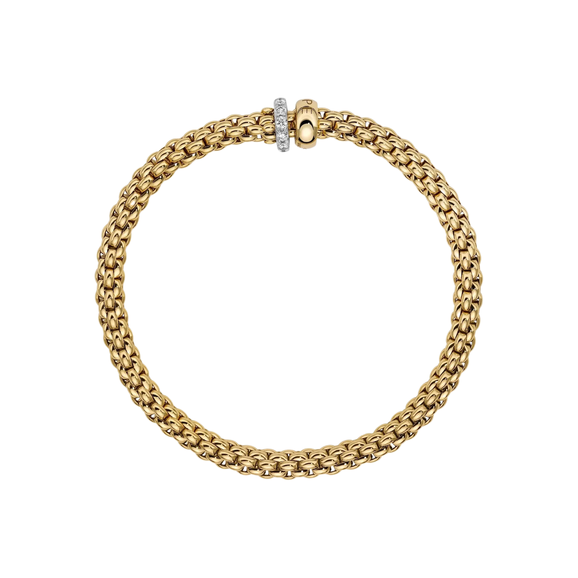 Fope Solo Flex'it bracelet with a double rondel and diamond pavé