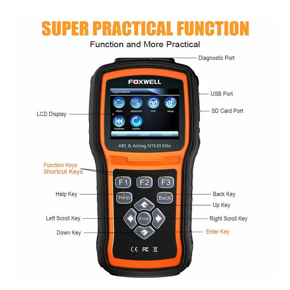 Foxwell NT630 Plus Diagnostic Scan Tool OBD2 ABS Airbag SRS SAS Crash Data Reset