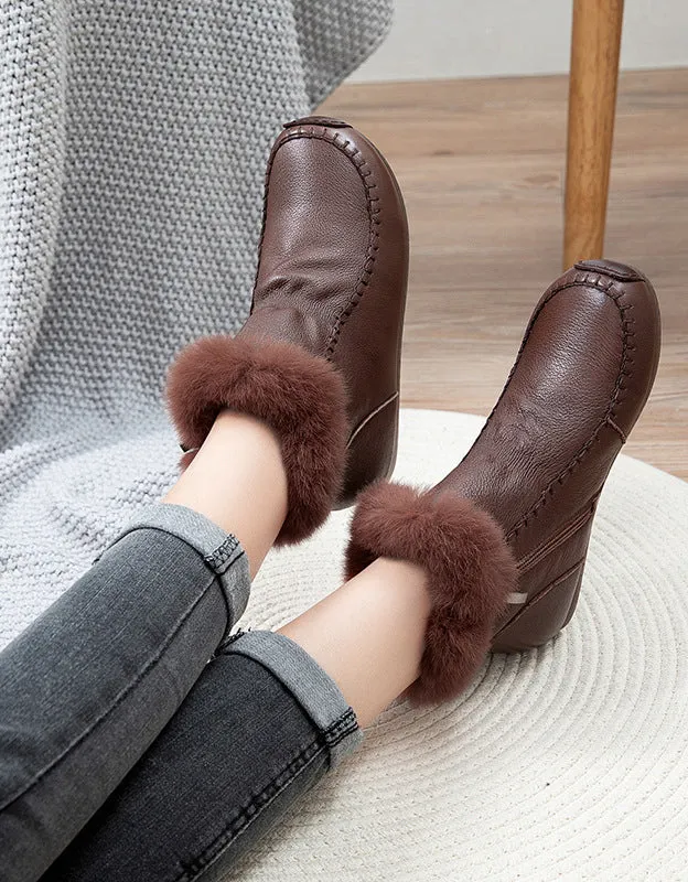 Fur Lining Retro Leather Winter Boots