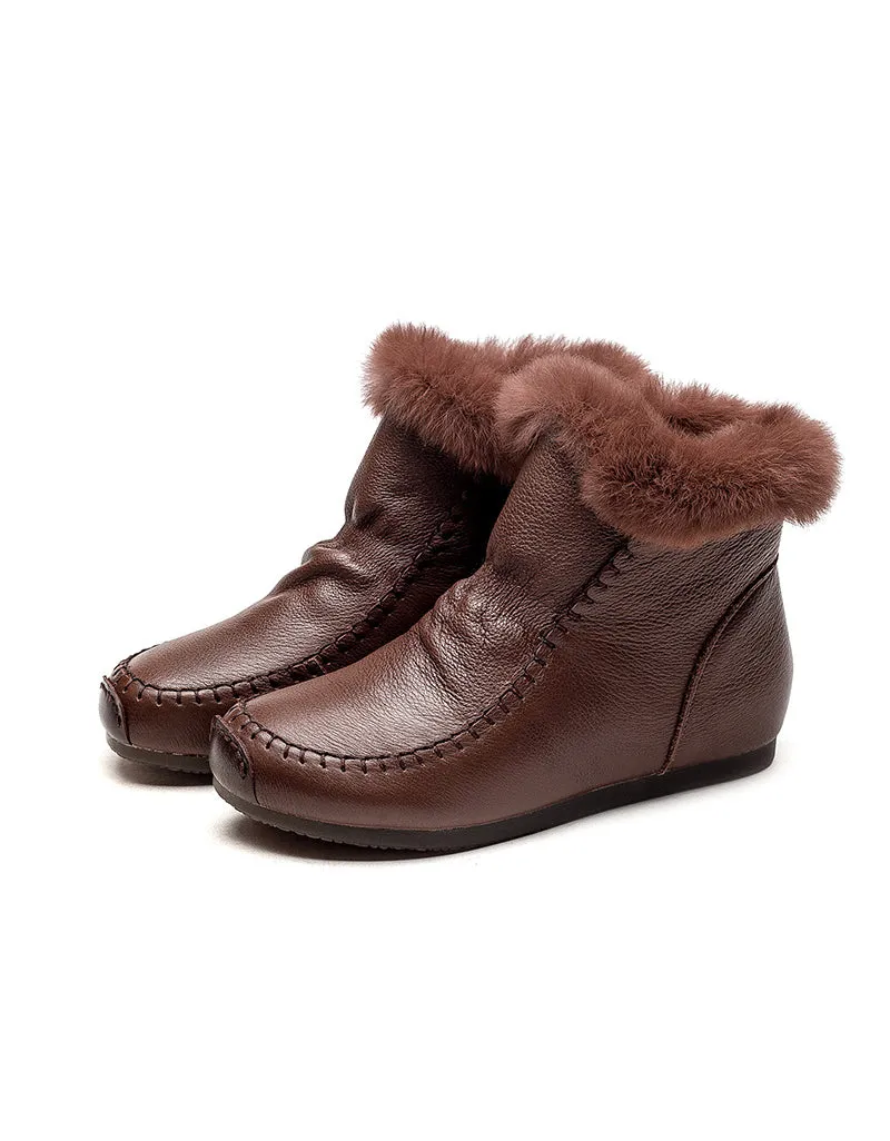 Fur Lining Retro Leather Winter Boots