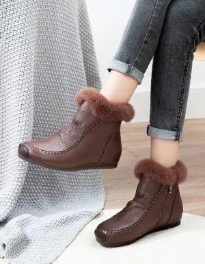 Fur Lining Retro Leather Winter Boots