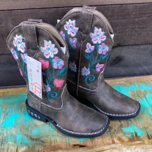 Girl Dazzle Floral Lights Brown Boots