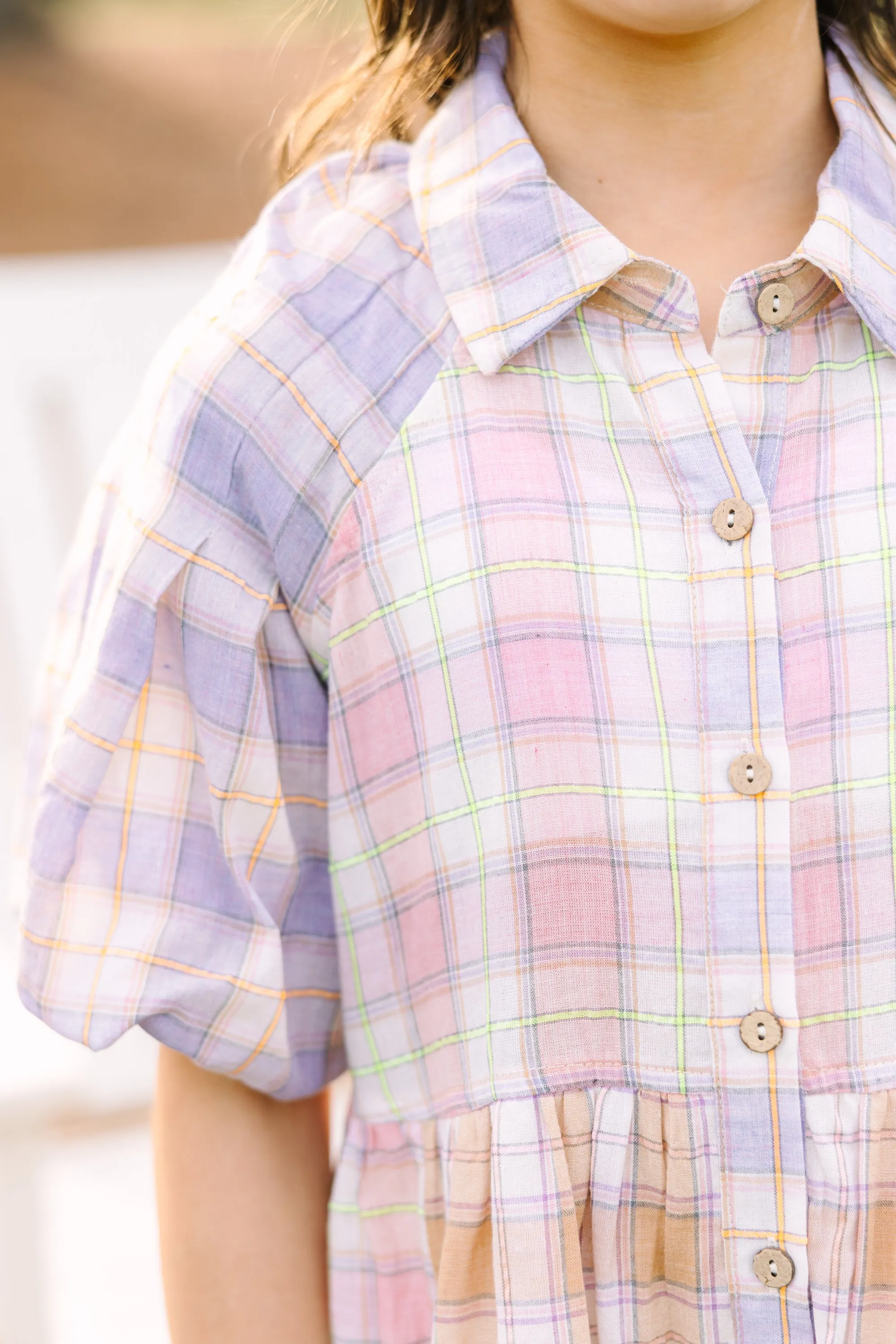 Girls: Happy Place Plaid Dress