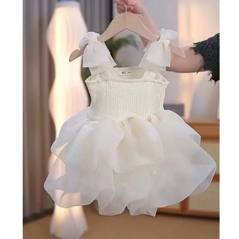 Girls’ Summer Fluffy Sling Princess Dress