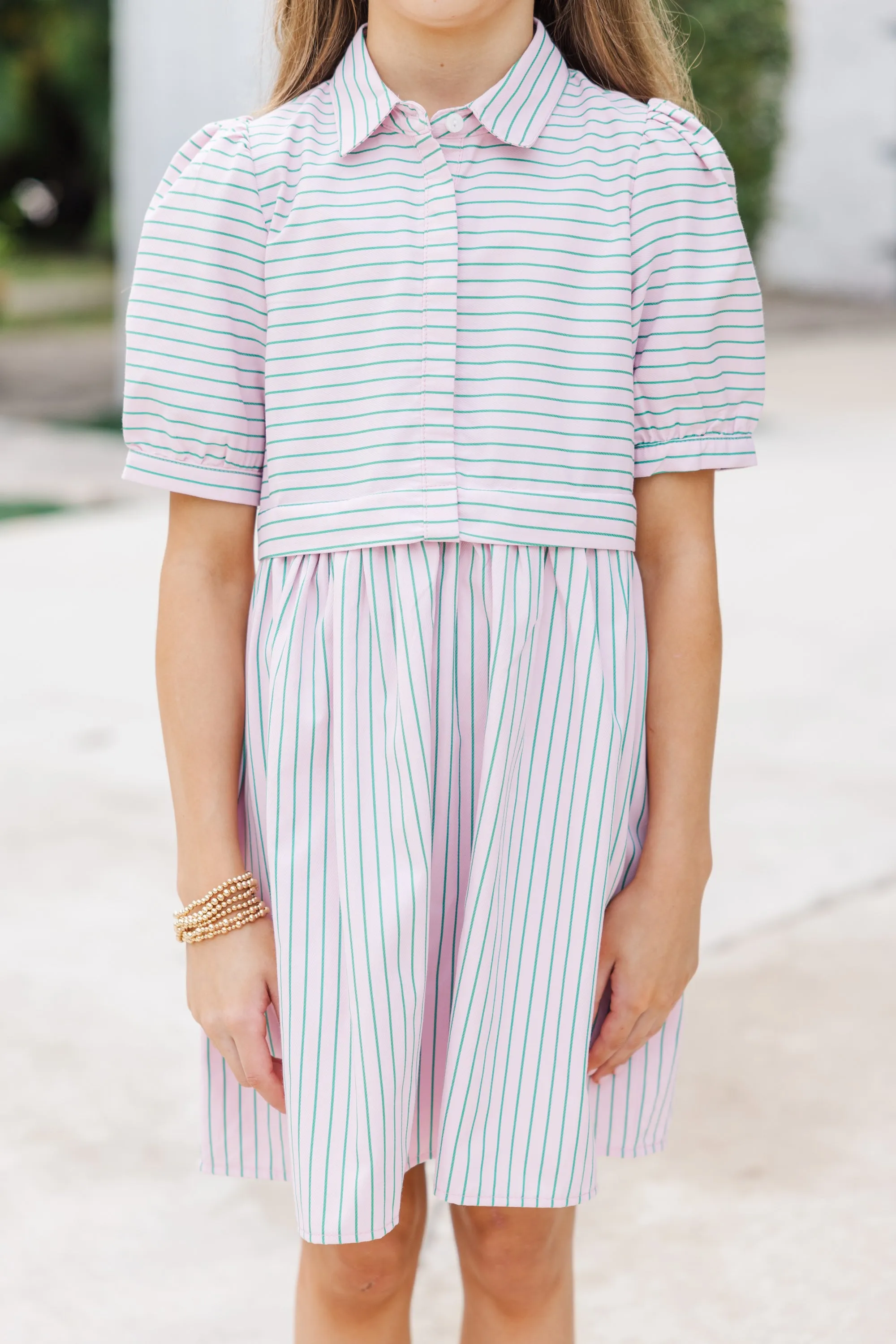 Girls: The Everly Pink Striped Dress