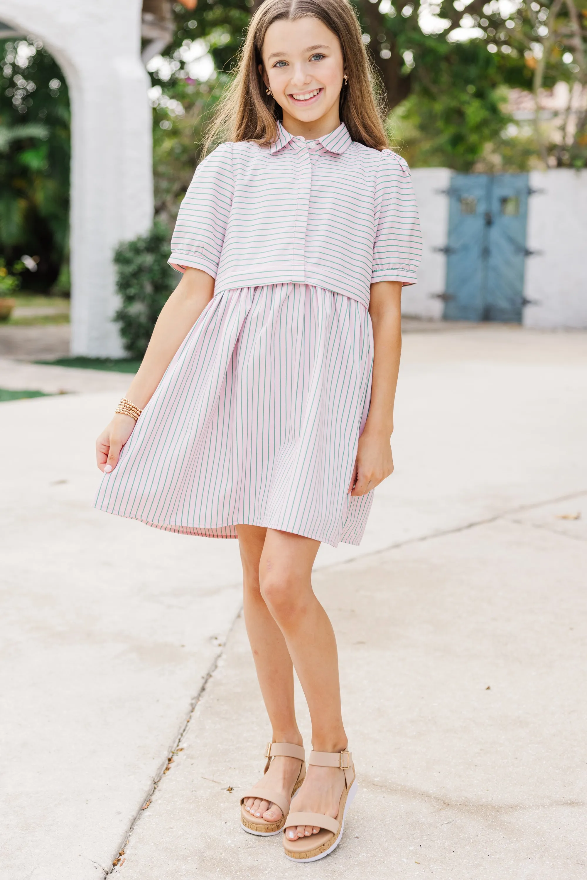 Girls: The Everly Pink Striped Dress