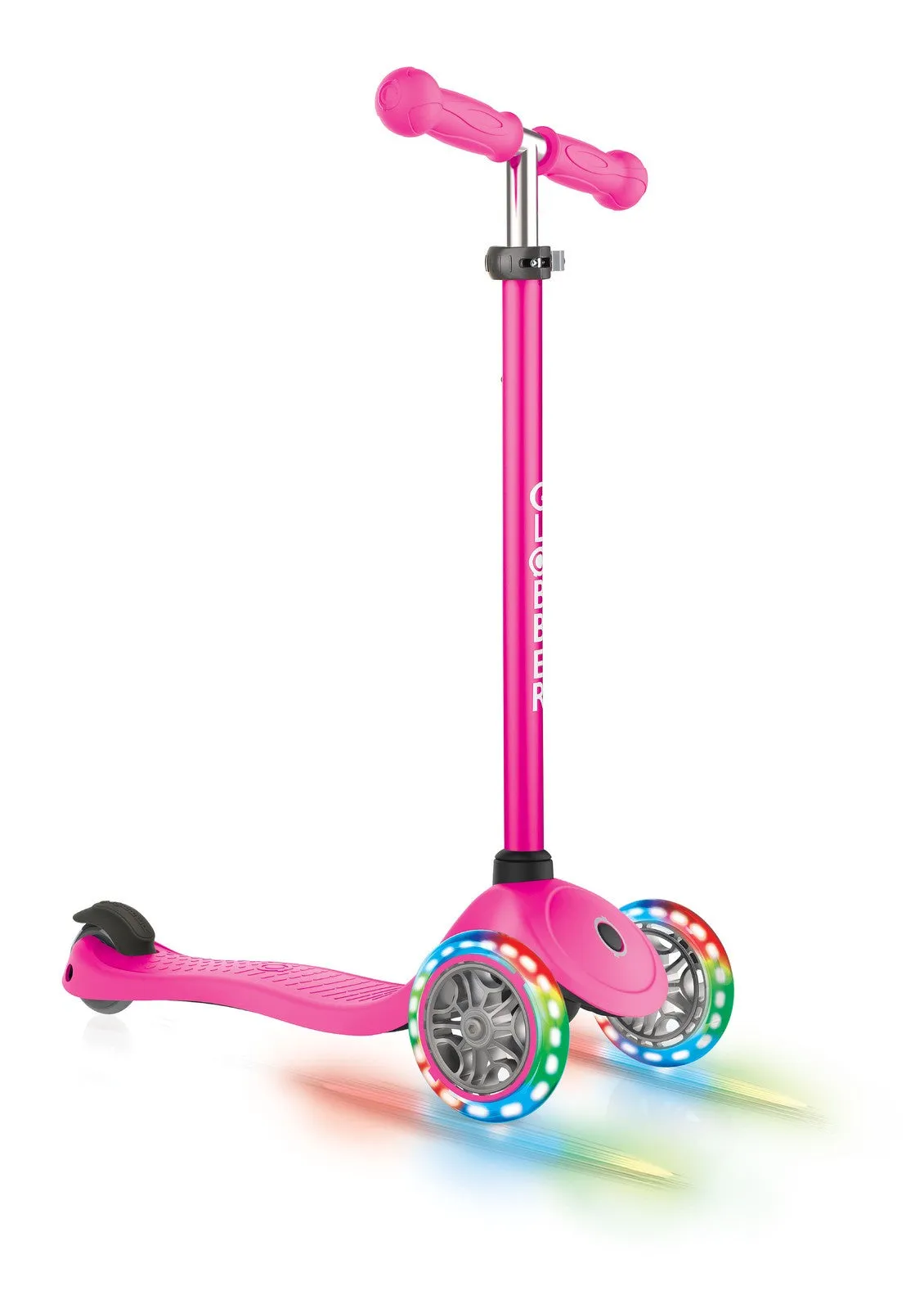 Globber Primo 3 Wheel Scooter With Lights & Ano T-bar Various Colours