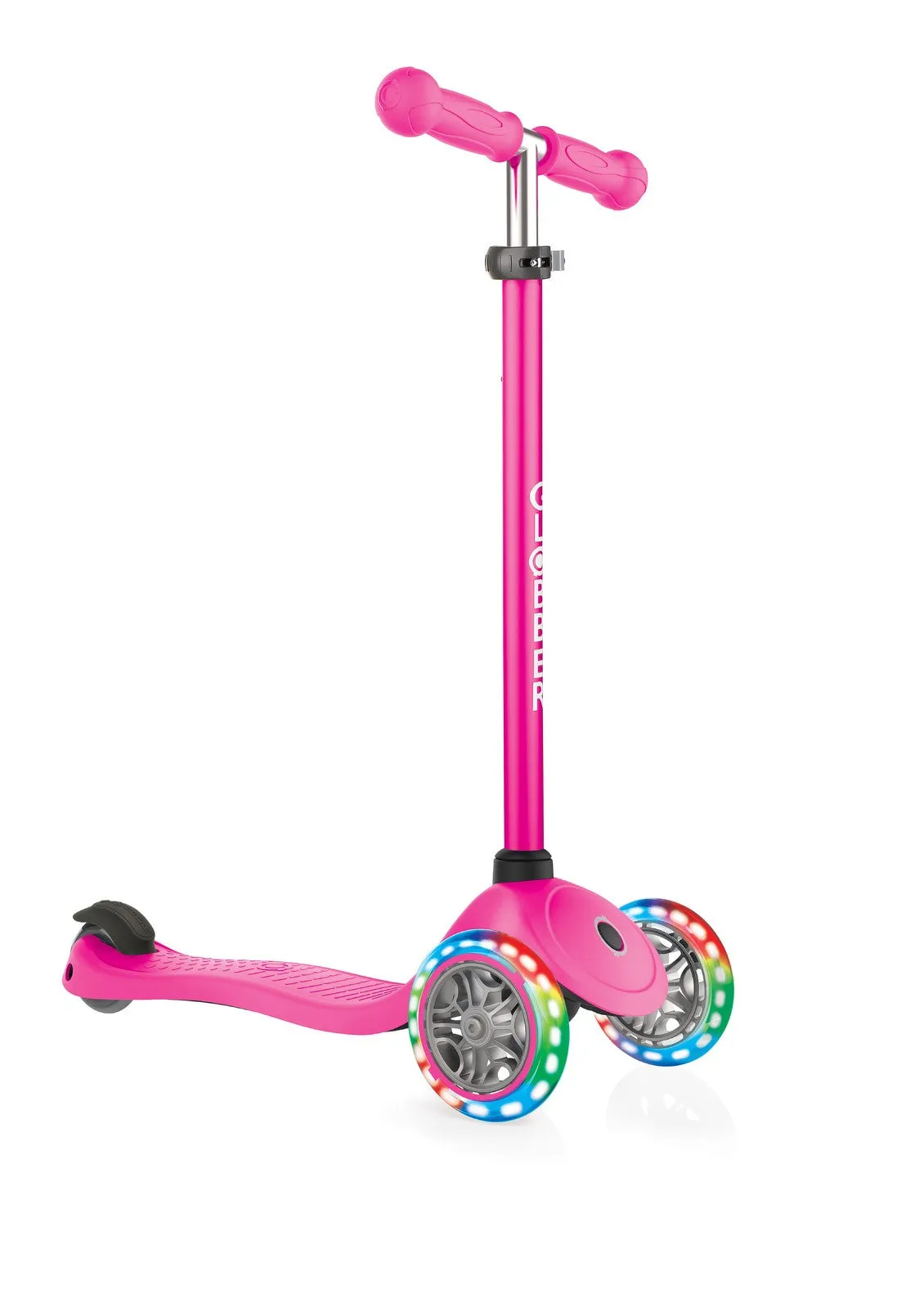 Globber Primo 3 Wheel Scooter With Lights & Ano T-bar Various Colours
