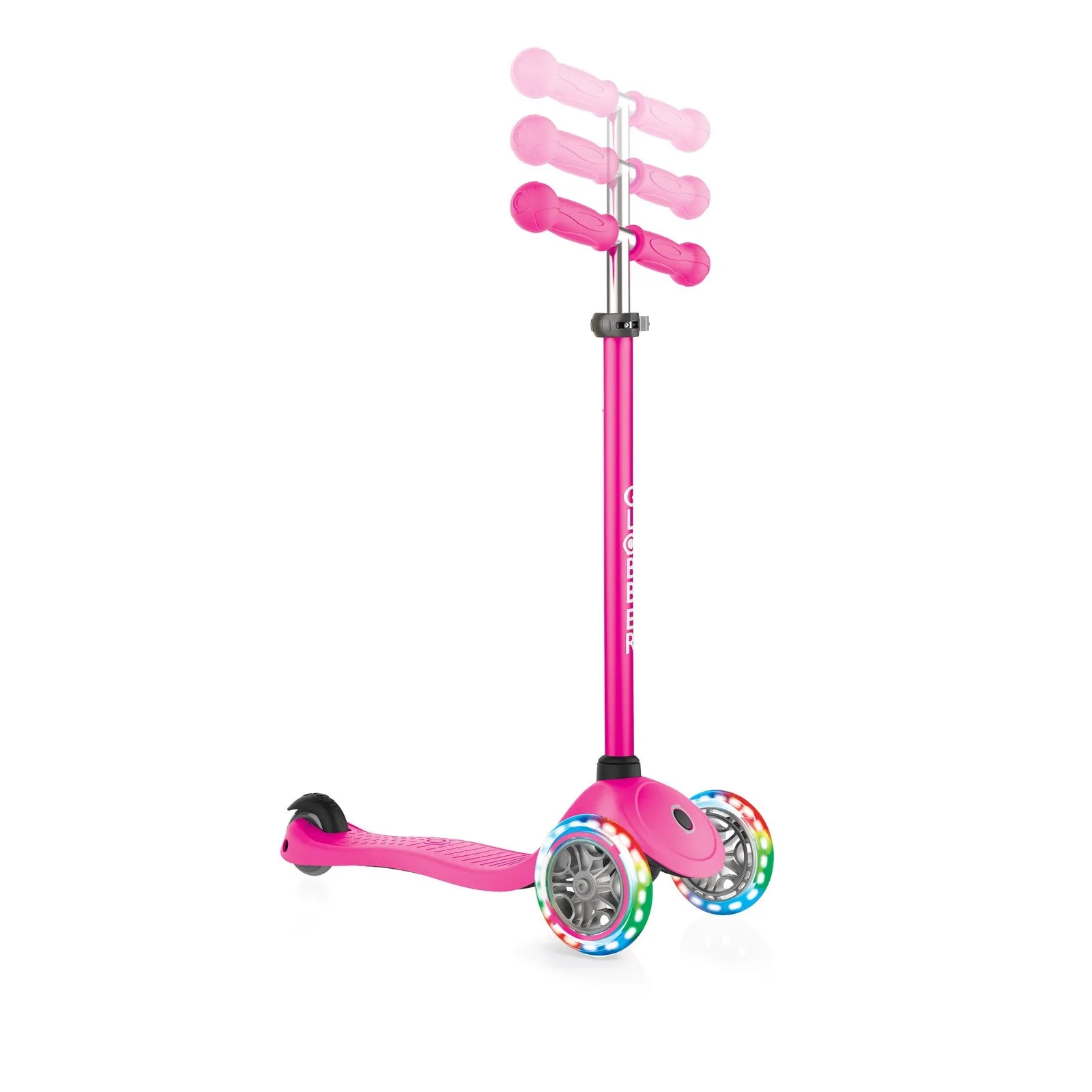 Globber Primo 3 Wheel Scooter With Lights & Ano T-bar Various Colours