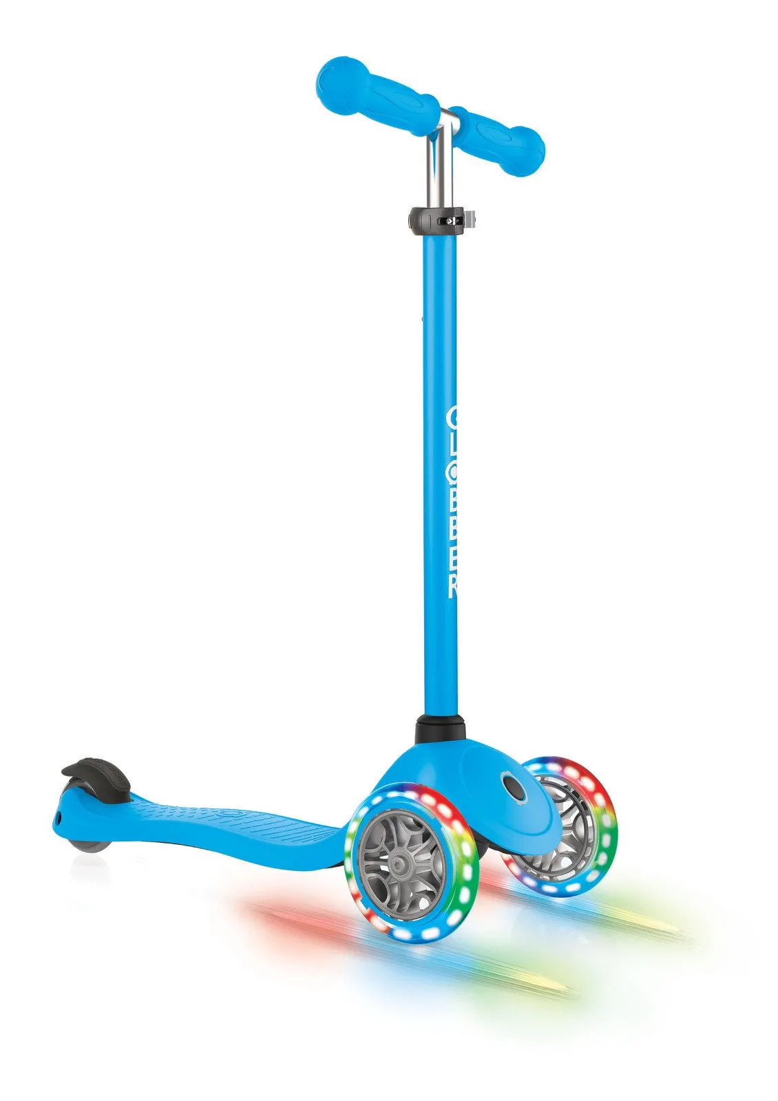 Globber Primo 3 Wheel Scooter With Lights & Ano T-bar Various Colours
