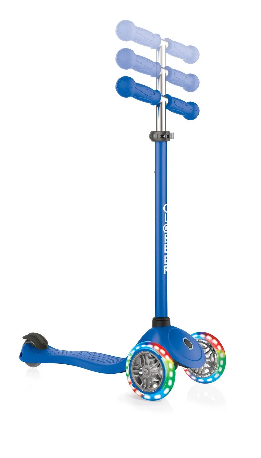 Globber Primo 3 Wheel Scooter With Lights & Ano T-bar Various Colours