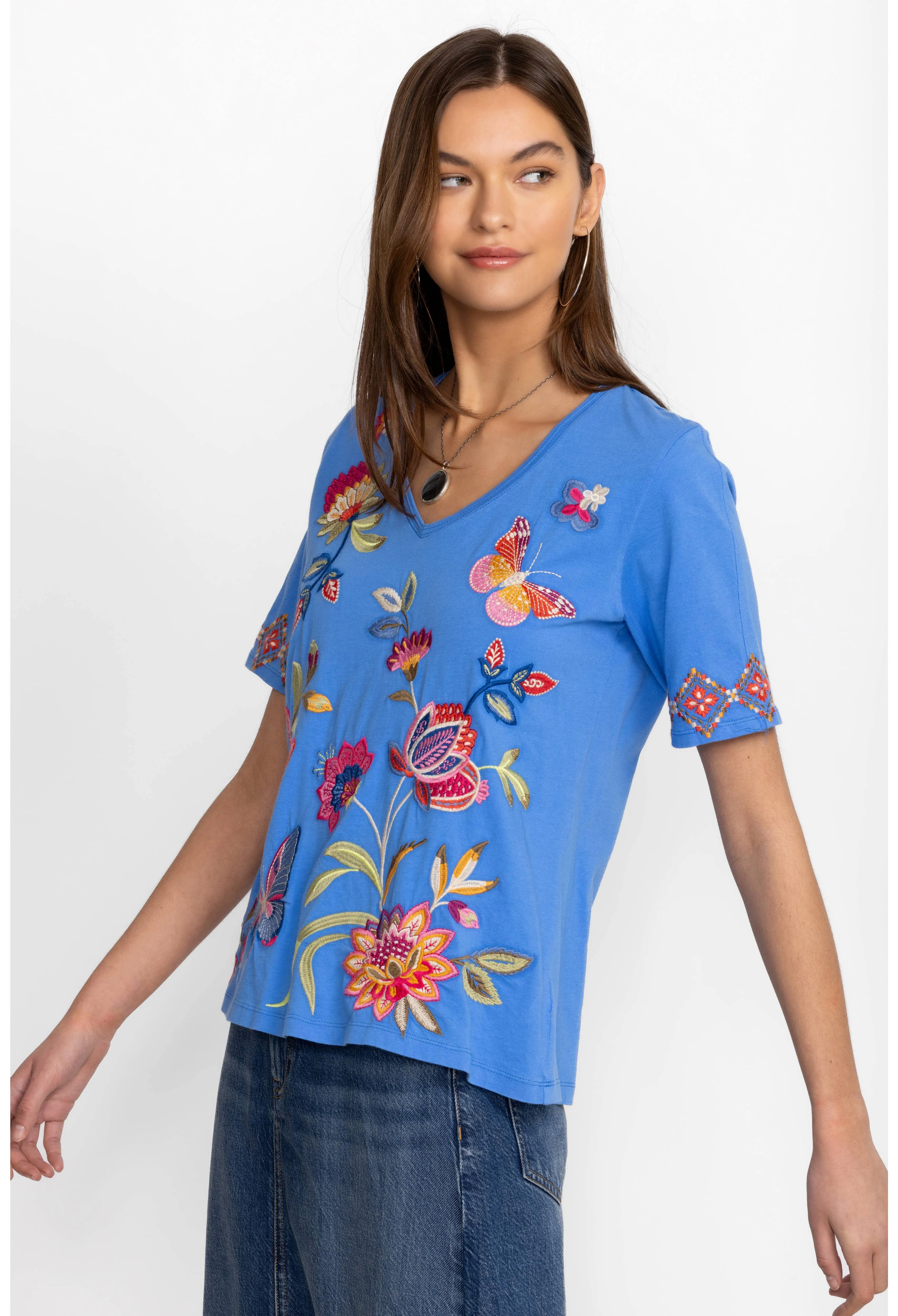 Gracey Trapunto V-Neck T-Shirt
