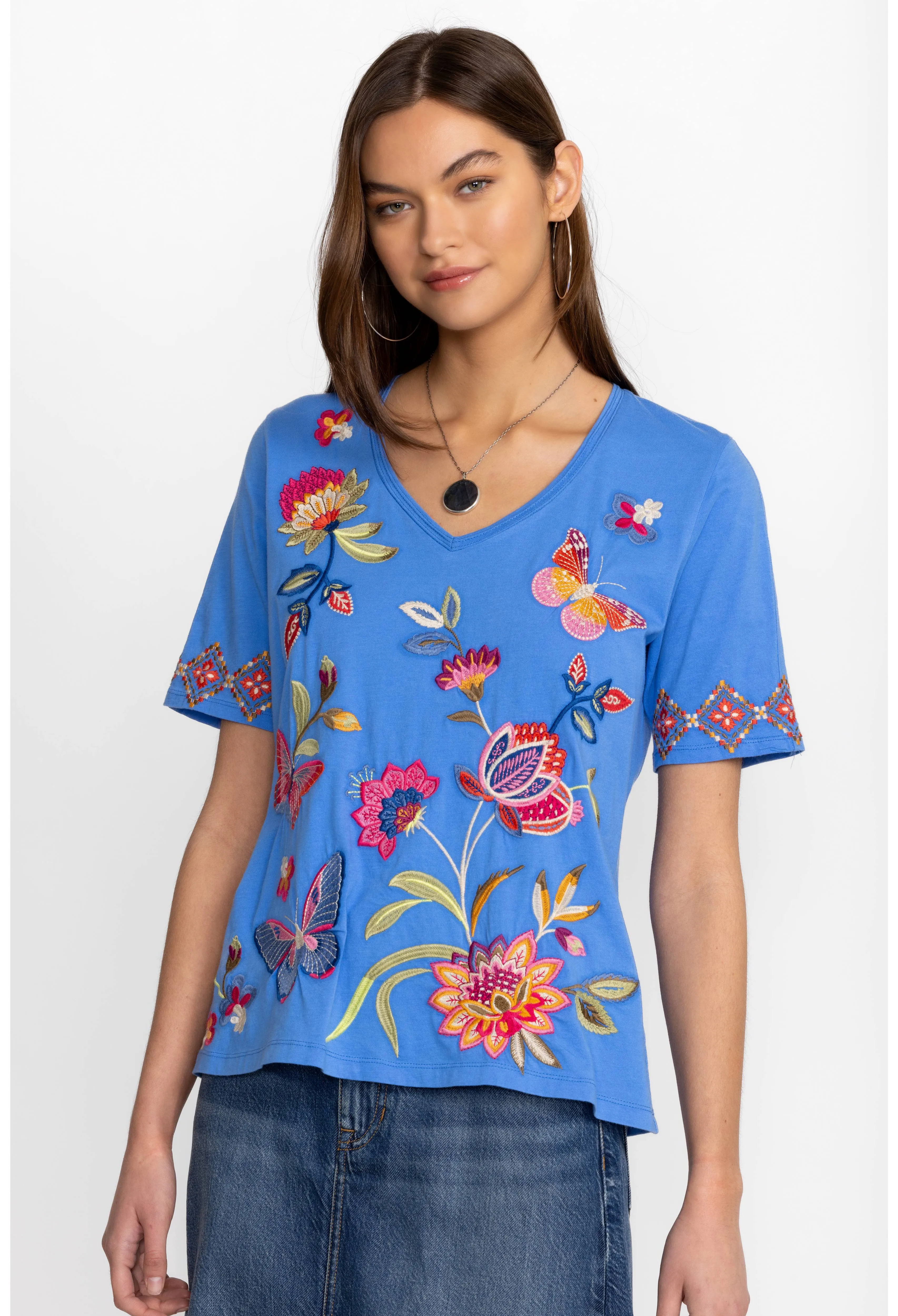 Gracey Trapunto V-Neck T-Shirt